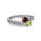 2 - Olena Ruby and Peridot with Side Diamonds Bypass Ring 