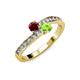 3 - Olena Ruby and Peridot with Side Diamonds Bypass Ring 