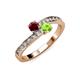 3 - Olena Ruby and Peridot with Side Diamonds Bypass Ring 