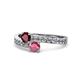1 - Olena Ruby and Rhodolite Garnet with Side Diamonds Bypass Ring 