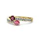 1 - Olena Ruby and Rhodolite Garnet with Side Diamonds Bypass Ring 