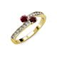 3 - Olena Ruby and Red Garnet with Side Diamonds Bypass Ring 
