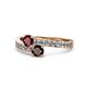 1 - Olena Ruby and Red Garnet with Side Diamonds Bypass Ring 