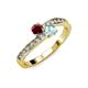 3 - Olena Ruby and Aquamarine with Side Diamonds Bypass Ring 