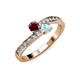 3 - Olena Ruby and Aquamarine with Side Diamonds Bypass Ring 