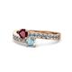 1 - Olena Ruby and Aquamarine with Side Diamonds Bypass Ring 