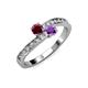 3 - Olena Ruby and Amethyst with Side Diamonds Bypass Ring 