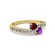 2 - Olena Ruby and Amethyst with Side Diamonds Bypass Ring 
