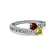 2 - Olena Ruby and Yellow Sapphire with Side Diamonds Bypass Ring 