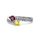 1 - Olena Ruby and Yellow Sapphire with Side Diamonds Bypass Ring 