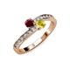3 - Olena Ruby and Yellow Sapphire with Side Diamonds Bypass Ring 