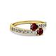 2 - Olena Ruby with Side Diamonds Bypass Ring 