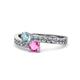 1 - Olena Aquamarine and Pink Sapphire with Side Diamonds Bypass Ring 