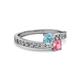 2 - Olena Aquamarine and Pink Tourmaline with Side Diamonds Bypass Ring 