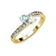 3 - Olena Aquamarine and White Sapphire with Side Diamonds Bypass Ring 