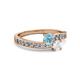 2 - Olena Aquamarine and White Sapphire with Side Diamonds Bypass Ring 