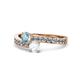 1 - Olena Aquamarine and White Sapphire with Side Diamonds Bypass Ring 