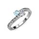 3 - Olena Aquamarine and Diamond with Side Diamonds Bypass Ring 