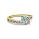 2 - Olena Aquamarine and Diamond with Side Diamonds Bypass Ring 