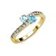 3 - Olena Aquamarine and Blue Topaz with Side Diamonds Bypass Ring 