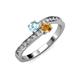 3 - Olena Aquamarine and Citrine with Side Diamonds Bypass Ring 