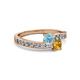 2 - Olena Aquamarine and Citrine with Side Diamonds Bypass Ring 