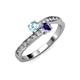 3 - Olena Aquamarine and Iolite with Side Diamonds Bypass Ring 