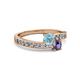 2 - Olena Aquamarine and Iolite with Side Diamonds Bypass Ring 