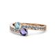 1 - Olena Aquamarine and Iolite with Side Diamonds Bypass Ring 