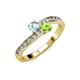 3 - Olena Aquamarine and Peridot with Side Diamonds Bypass Ring 