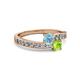 2 - Olena Aquamarine and Peridot with Side Diamonds Bypass Ring 