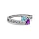 2 - Olena Aquamarine and Amethyst with Side Diamonds Bypass Ring 