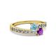 2 - Olena Aquamarine and Amethyst with Side Diamonds Bypass Ring 