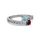 2 - Olena Aquamarine and Ruby with Side Diamonds Bypass Ring 