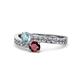1 - Olena Aquamarine and Ruby with Side Diamonds Bypass Ring 