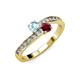 3 - Olena Aquamarine and Ruby with Side Diamonds Bypass Ring 