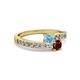 2 - Olena Aquamarine and Ruby with Side Diamonds Bypass Ring 