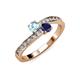 3 - Olena Aquamarine and Blue Sapphire with Side Diamonds Bypass Ring 