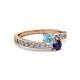 2 - Olena Aquamarine and Blue Sapphire with Side Diamonds Bypass Ring 