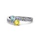 1 - Olena Aquamarine and Yellow Sapphire with Side Diamonds Bypass Ring 
