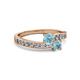 2 - Olena Aquamarine with Side Diamonds Bypass Ring 