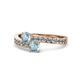 1 - Olena Aquamarine with Side Diamonds Bypass Ring 