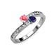 3 - Olena Pink Tourmaline and Blue Sapphire with Side Diamonds Bypass Ring 