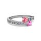 2 - Olena Pink Tourmaline and Pink Sapphire with Side Diamonds Bypass Ring 