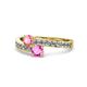 1 - Olena Pink Tourmaline and Pink Sapphire with Side Diamonds Bypass Ring 