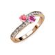 3 - Olena Pink Tourmaline and Pink Sapphire with Side Diamonds Bypass Ring 