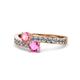 1 - Olena Pink Tourmaline and Pink Sapphire with Side Diamonds Bypass Ring 