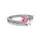 2 - Olena Pink Tourmaline and White Sapphire with Side Diamonds Bypass Ring 