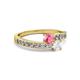 2 - Olena Pink Tourmaline and White Sapphire with Side Diamonds Bypass Ring 