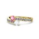 1 - Olena Pink Tourmaline and White Sapphire with Side Diamonds Bypass Ring 